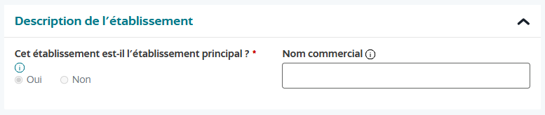 Établissement principal, nom commercial